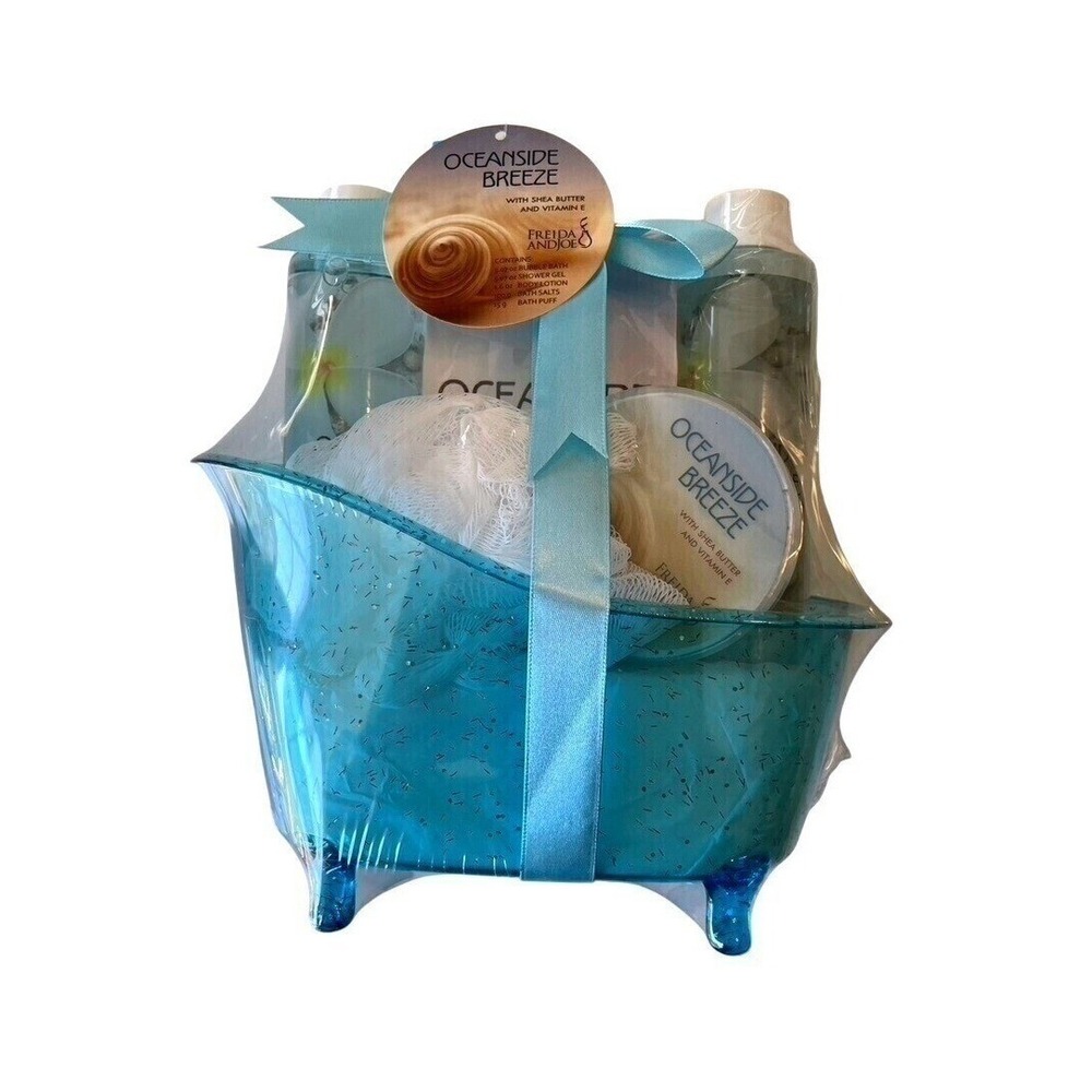 Freida and Joe Bath Gift Set Women OS Blue New Oceanside Breeze 5pc Bathtub‎ Kit